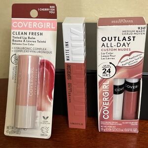 Covergirl Maybelline nude lipstick lot bundle of 3